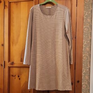 Maxime Beige Striped Long Sleeve Dress